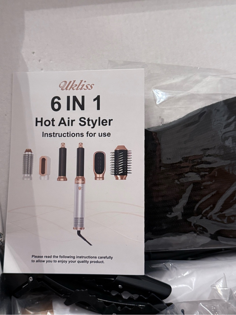 Ukliss 6-in-1 Hot Air Styler - Rose Gold and White
